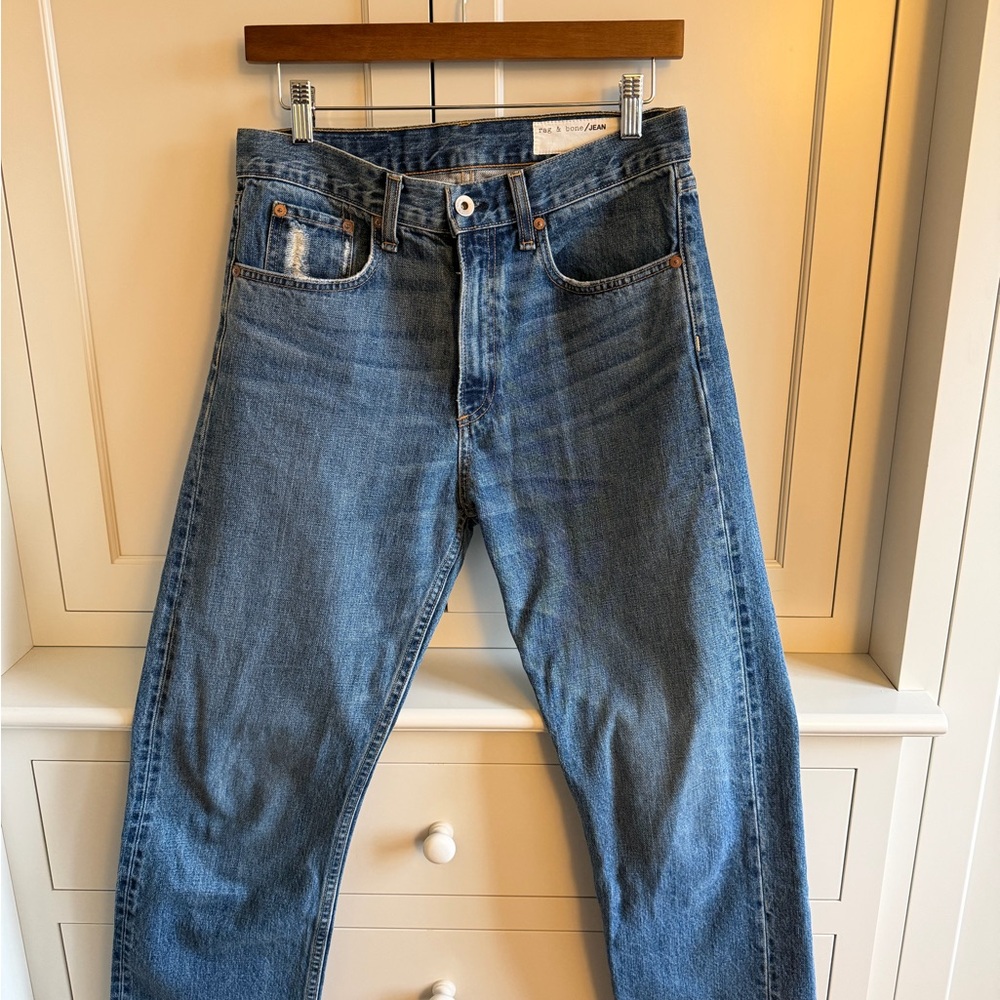rag & bone Wheeler Blue Wash Straight Jeans Ankle Length